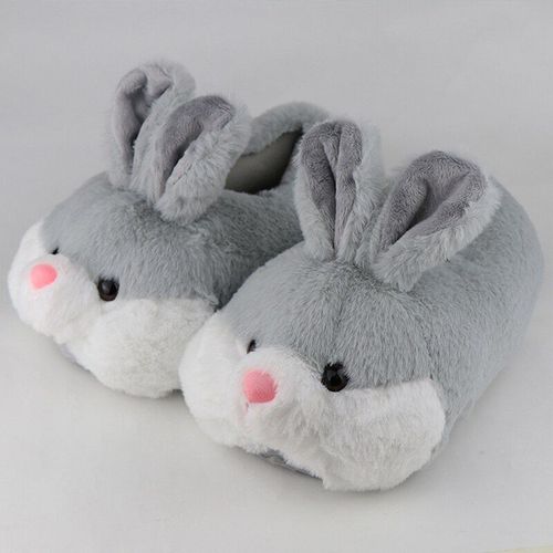 Pantoufles En Forme D'animaux Pour Femmes, Chaussures De Maison En Lapin Pour Filles, Grande Taille 42, Antidérapantes, Plates, Avec Pantoufles D'hiver, Courtes, En Peluche, Semelle Tpr