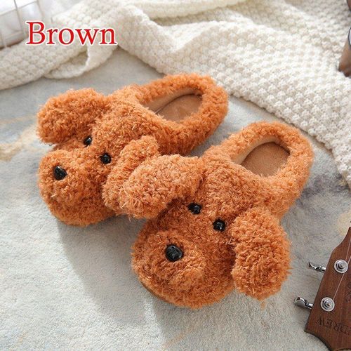 Pantoufles En Fourrure Enfiler Pour Femme Et Homme, Chaussures De Couple, Chaudes Et Douces, En Peluche, De Dessin Animé, Pour La Maison, La Chambre Coucher
