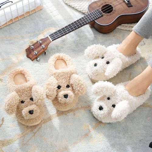Pantoufles En Fourrure Enfiler Pour Femme Et Homme, Chaussures De Couple, Chaudes Et Douces, En Peluche, De Dessin Animé, Pour La Maison, La Chambre Coucher