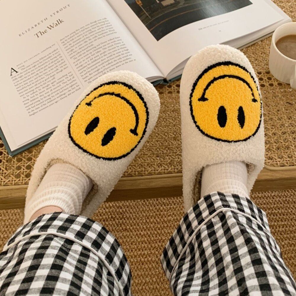 Pantoufles En Fourrure Avec Motif De Sourire Pour Femmes Et ... - 8