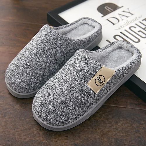 Pantoufles En Fourrure Chaudes Pour Hommes Et Femmes, Chaussures De Maison Confortables Talon Plat Pour Chambre Coucher, Hiver