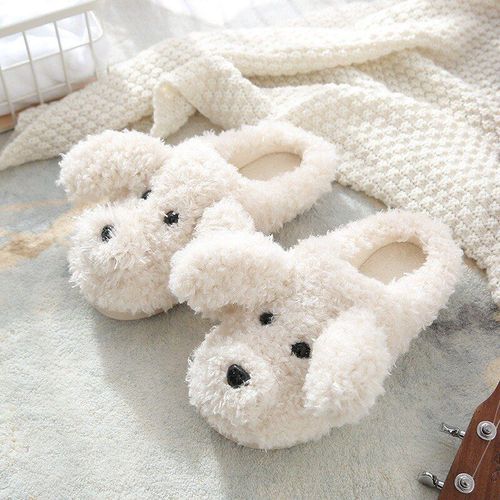 Pantoufles En Fourrure De Chien, Nouvelles Chaussures De Maison En Coton, Avec Animaux De Dessin Animé, Pour Femmes, Chaudes, En Peluche, Pour La Maison,