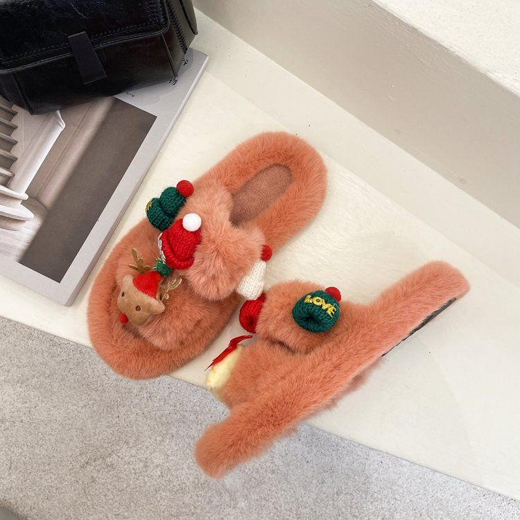 Pantoufles En Fourrure De Lapin Vritable, Tongs Moelleuses,...