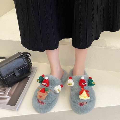 Pantoufles En Fourrure De Lapin Véritable, Tongs Moelleuses, Pantoufles De Maison En Peluche Pour Femmes, Sandales Plates Confortables Et Douces, Chaussures Mignonnes Pour Femmes
