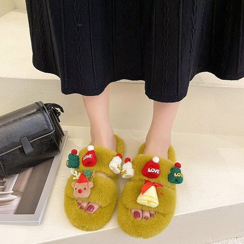 Pantoufles En Fourrure De Lapin Véritable, Tongs Moelleuses, Pantoufles De Maison En Peluche Pour Femmes, Sandales Plates Confortables Et Douces, Chaussures Mignonnes Pour Femmes