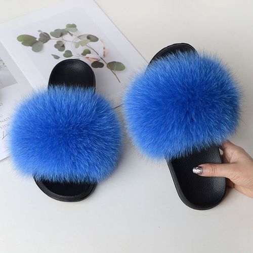 Pantoufles En Fourrure De Renard Véritable Pour Femmes, Chaussures Décontractées, Plates, Antidérapantes, Grande Taille, Sandales En Fourrure, Livraison Gratuite,té