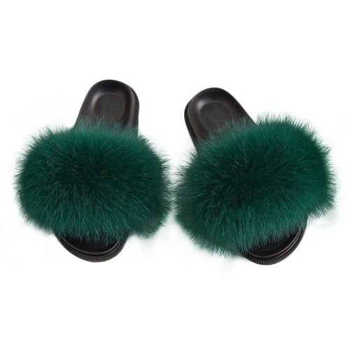 Pantoufles En Fourrure Pour Femmes, Tongs En Peluche, Mignonnes, De Luxe, Charmantes, Pour La Maison Et L'extérieur, Sandales Plates Antidérapantes, Résistantes L'usure