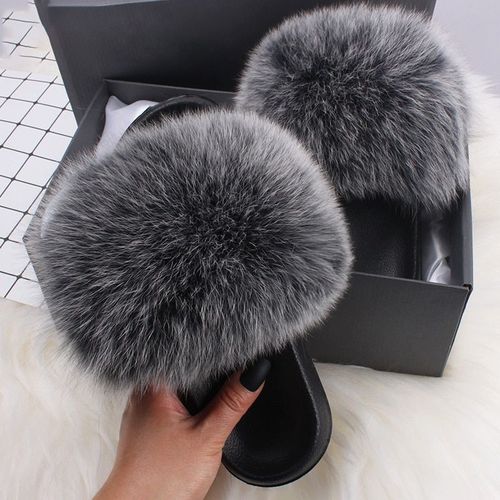 Pantoufles En Fourrure Pour Femmes, Tongs En Peluche, Mignonnes, De Luxe, Charmantes, Pour La Maison Et L'extérieur, Sandales Plates Antidérapantes, Résistantes L'usure