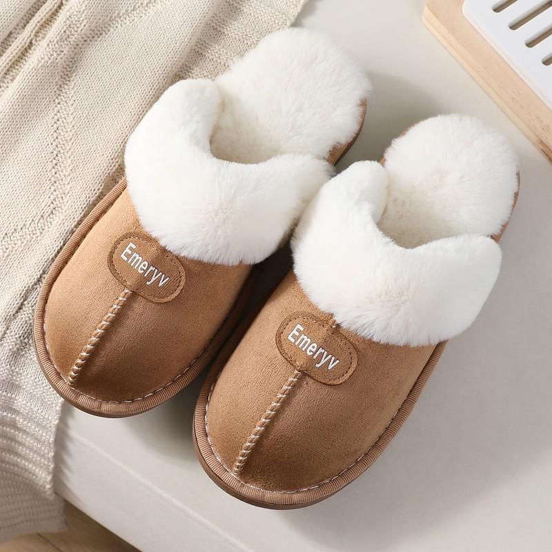 Pantoufles En Fourrure Pour Femme Et Homme, Chaussures Chaud...