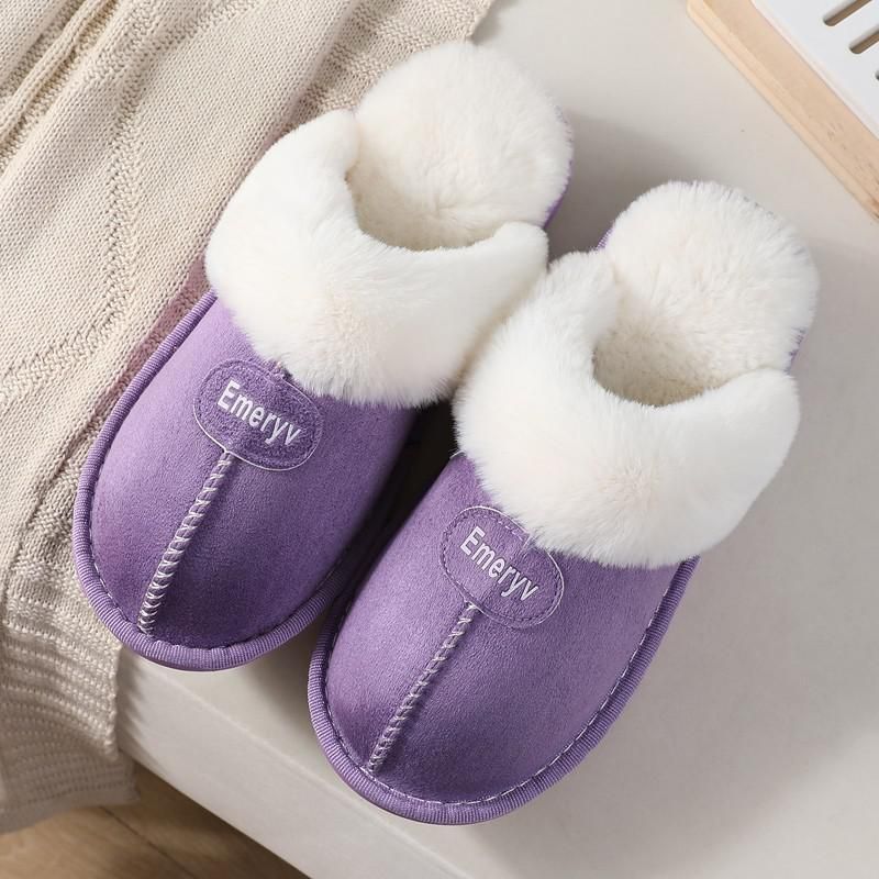 Pantoufles En Fourrure Pour Femme Et Homme, Chaussures Chaud...