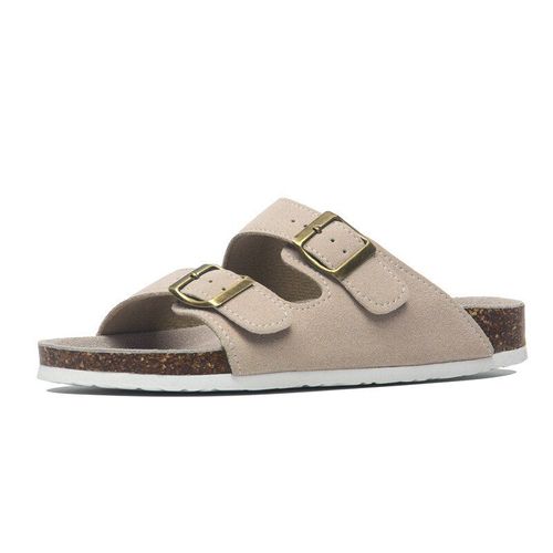 Pantoufles En Liège Pour Femmes, Décontractées, Double Boucle, Antidérapantes, Extérieur, Nubuck, Enfilerté