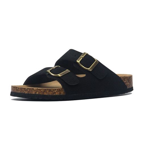 Pantoufles En Liège Pour Femmes, Décontractées, Double Boucle, Antidérapantes, Extérieur, Nubuck, Enfilerté