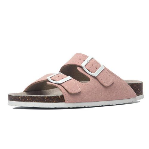 Pantoufles En Liège Pour Femmes, Décontractées, Double Boucle, Antidérapantes, Extérieur, Nubuck, Enfilerté