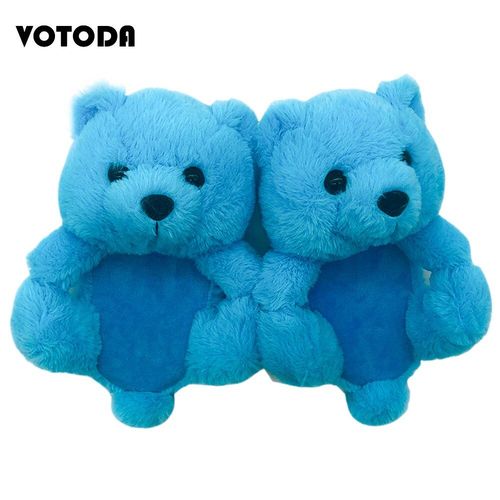 Pantoufles En Peluche Ours En Peluche Pour Femmes, Pantoufles De Maison De Dessin Animé, Pantoufles D'hiver Chaudes En Fausse Fourrure, Tongs En Fourrure Pour Femmes