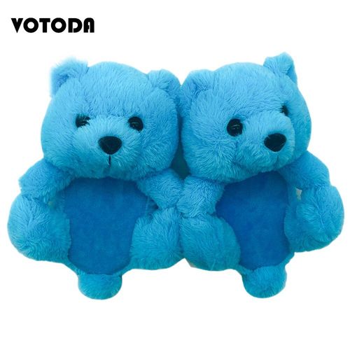 Pantoufles En Peluche Ours En Peluche Pour Femmes, Pantoufles De Maison De Dessin Animé, Pantoufles D'hiver Chaudes En Fausse Fourrure, Tongs En Fourrure Pour Femmes