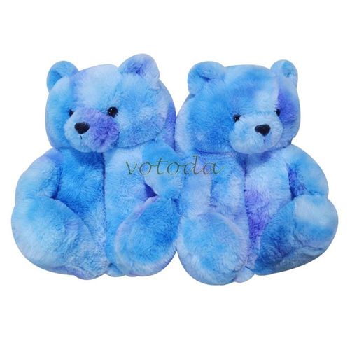 Pantoufles En Peluche Ours En Peluche Pour Femmes, Pantoufles De Maison De Dessin Animé, Pantoufles D'hiver Chaudes En Fausse Fourrure, Tongs En Fourrure Pour Femmes