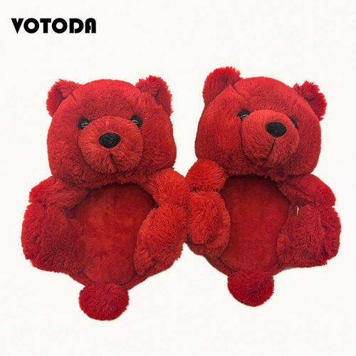 Pantoufles En Peluche Ours En Peluche Pour Femmes, Pantoufles De Maison De Dessin Animé, Pantoufles D'hiver Chaudes En Fausse Fourrure, Tongs En Fourrure Pour Femmes