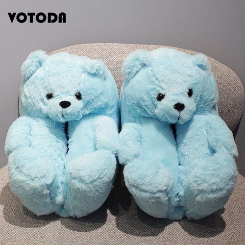 Pantoufles En Peluche Ours En Peluche Pour Femmes, Pantoufles De Maison De Dessin Animé, Pantoufles D'hiver Chaudes En Fausse Fourrure, Tongs En Fourrure Pour Femmes