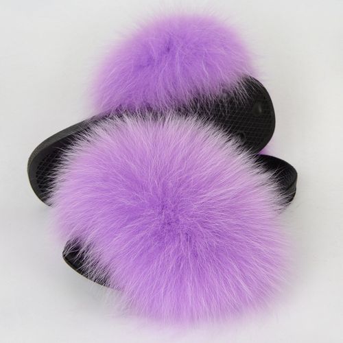 Pantoufles En Vraie Fourrure De Renard Pour Femmes, Claquettes Duveteuses Pour La Maison, Chaussures Confortables Et Douces Pour Dames, Intérieur En Fourrure