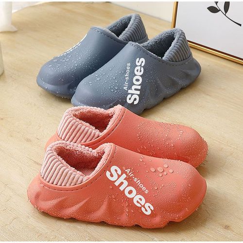 Pantoufles Eva Imperméables Et Chaudes En Peluche Pour Femmes, Chaussures De Maison Antidérapantes Semelle Souple En Coton, Pour Couple, Hiver