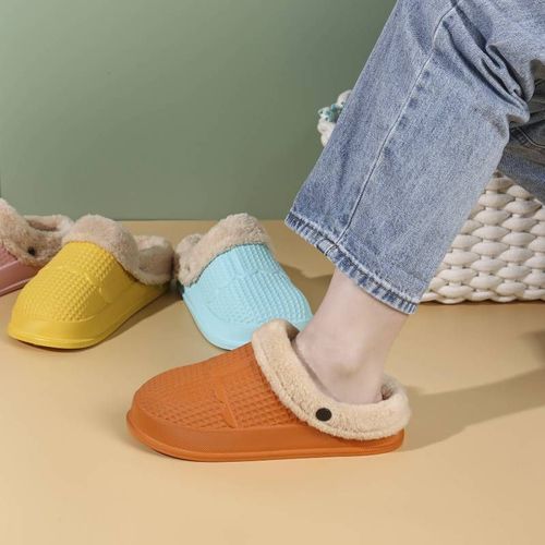 Pantoufles Imperméables Eva Pour Femmes, Mules Pour Adultes, Sabots Chauds, Sandales En Crocodile, Chaussures De Famille En Molleton, Collection Hiver