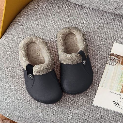 Pantoufles Imperméables Pour Hommes Et Femmes, Chaussures D'hiver En Peluche, Plates Et Chaudes, Pour La Maison Et Douces, Sabots,