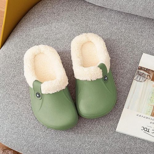 Pantoufles D'hiver Imperméables Et Chaudes Pour Hommes Et Femmes, Pantoufles De Maison En Peluche, Sabots Amoureux, Chaussures De Sol D'intérieur Pour Femmes