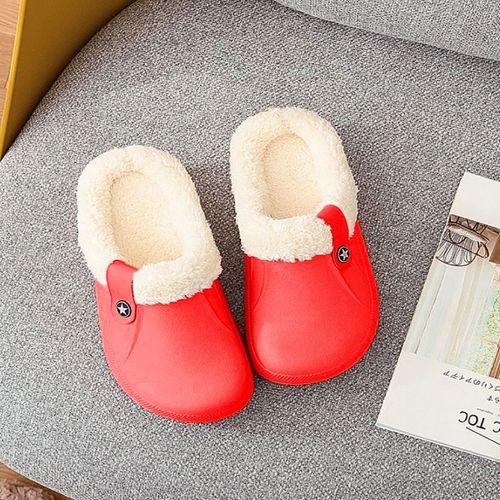 Pantoufles Imperméables Pour Hommes Et Femmes, Chaussures D'hiver En Peluche, Plates Et Chaudes, Pour La Maison Et Douces, Sabots,