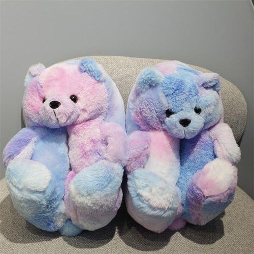Pantoufles Ours En Peluche Pour Femmes, Mignonnes Pantoufles D'hiver Chaudes Pour La Maison, Pantoufles De Dessin Animé, Jouets En Peluche, Tongs Fourrure Pour Femmes