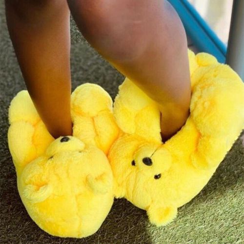 Pantoufles Ours En Peluche Pour Femmes, Mignonnes Pantoufles D'hiver Chaudes Pour La Maison, Pantoufles De Dessin Animé, Jouets En Peluche, Tongs Fourrure Pour Femmes