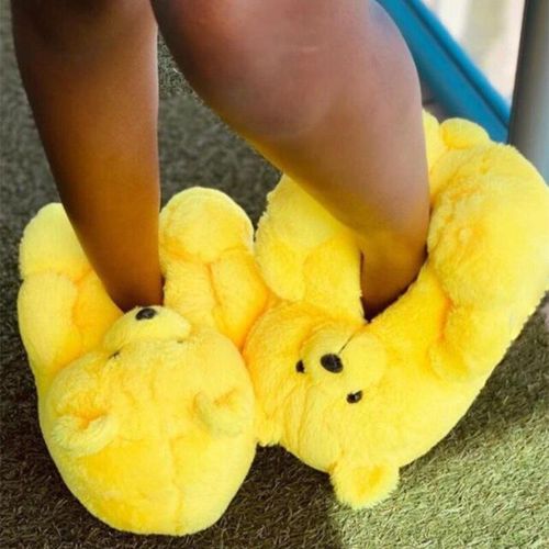 Pantoufles Ours En Peluche Pour Femmes, Mignonnes Pantoufles D'hiver Chaudes Pour La Maison, Pantoufles De Dessin Animé, Jouets En Peluche, Tongs Fourrure Pour Femmes