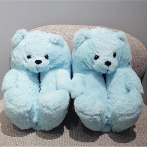 Pantoufles Ours En Peluche Pour Femmes, Mignonnes Pantoufles D'hiver Chaudes Pour La Maison, Pantoufles De Dessin Animé, Jouets En Peluche, Tongs Fourrure Pour Femmes