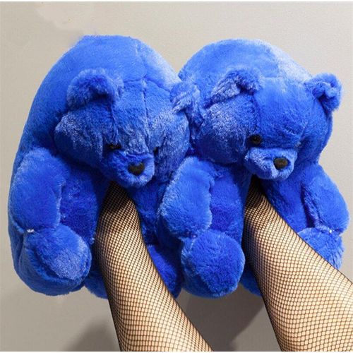 Pantoufles Ours En Peluche Pour Femmes, Mignonnes Pantoufles D'hiver Chaudes Pour La Maison, Pantoufles De Dessin Animé, Jouets En Peluche, Tongs Fourrure Pour Femmes