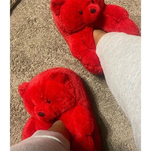 Pantoufles Ours En Peluche Pour Femmes, Mignonnes Pantoufles D'hiver Chaudes Pour La Maison, Pantoufles De Dessin Animé, Jouets En Peluche, Tongs Fourrure Pour Femmes