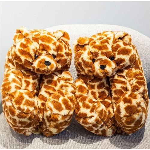 Pantoufles Ours En Peluche Pour Femmes, Mignonnes Pantoufles D'hiver Chaudes Pour La Maison, Pantoufles De Dessin Animé, Jouets En Peluche, Tongs Fourrure Pour Femmes