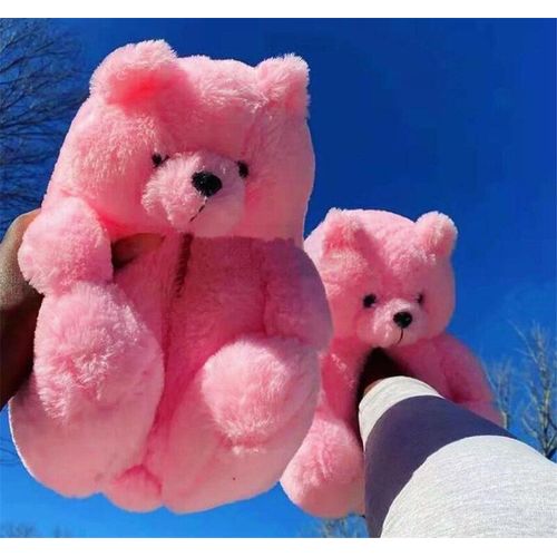 Pantoufles Ours En Peluche Pour Femmes, Mignonnes Pantoufles D'hiver Chaudes Pour La Maison, Pantoufles De Dessin Animé, Jouets En Peluche, Tongs Fourrure Pour Femmes