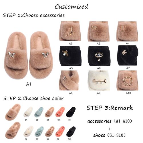 Pantoufles Pelucheuses En Fausse Fourrure Pour Femmes, Décor D'insecte En Strass, Sandales Plateforme De Luxe De Styliste, Pantoufles Chaudes Décontractées, Chaussures D'hiver