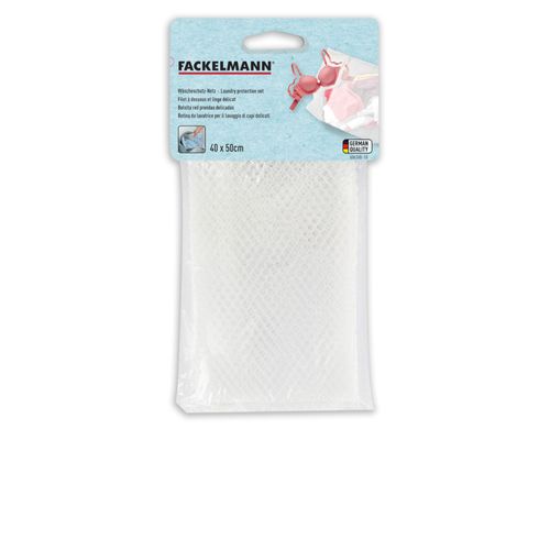 Fackelmann 686365 Filet de lavage pour linge délicat, filet à linge délicat, filet pour machine à laver, Plastique, Blanc, 40 x 50 cm