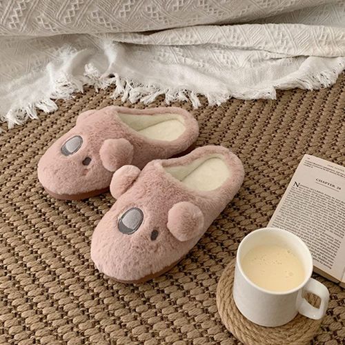 Pantoufles Pour Femmes, Chaussures D'hiver Pour La Maison, Mignonnes Dames, Décontractées, Enfiler, Duveteuses