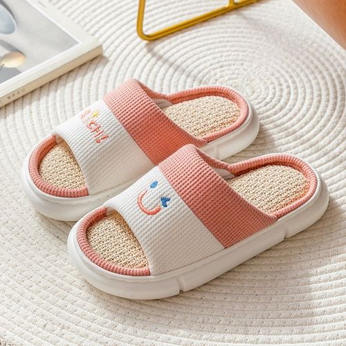 Pantoufles Respirantes En Coton Mélangé Pour Femmes Et Hommes, Pantoufles D'intérieur Semelle Souple, Design De Dessin Animé, Amoureux Des Chaussures De Sol Pour La Maison, Amoureux Des Diapositives De Mode