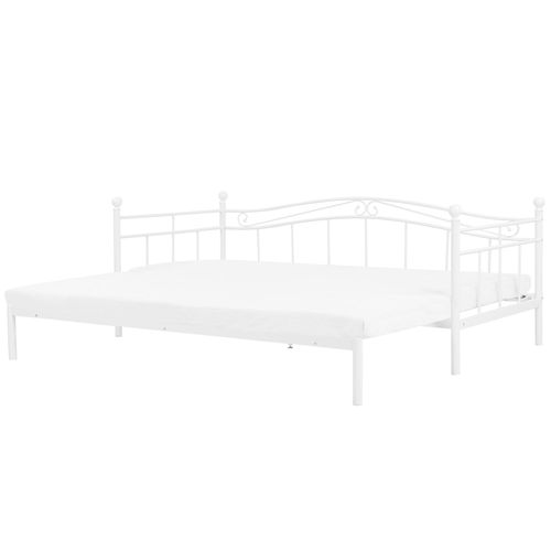 Lit Gigogne En Métal Blanc 90/180 X 200 Cm Tulle