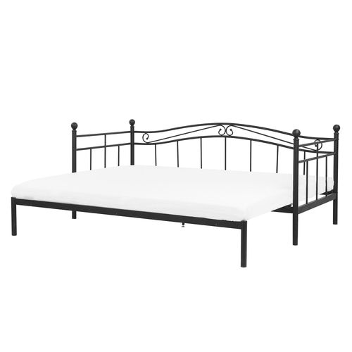 Lit Gigogne En Métal Noir 90/180 X 200 Cm Tulle
