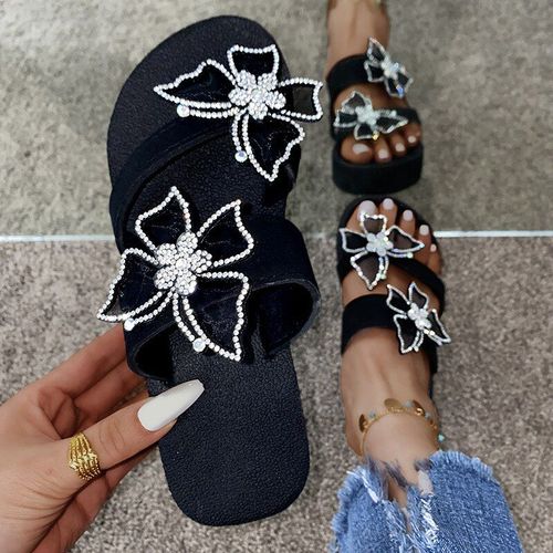Sandales Semelles Compensées En Chanvre Pour Femmes, Chaussures D'été N¿ud, Tongs D'extérieur, De Plage