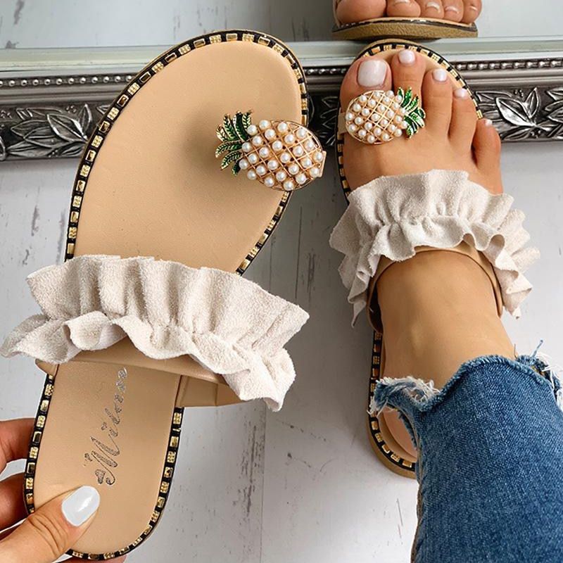Sandales D't Sans Talon Avec Bague  L'orteil, Pour La Pla... - 4