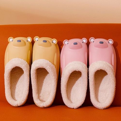 Sandales En Coton Imperméables Et Antidérapantes Pour Homme Et Femme, Chaussures De Maison En Fausse Fourrure Hiver