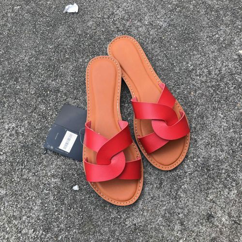 Sandales En Cuir De Plage, D'extérieur Enfiler, Chaussures De Marque De Mode , Accessoire Pour Femme