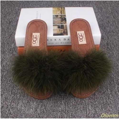 Sandales En Fourrure De Raton Laveur Pour Femmes, Chaussures Plates, Duveteuses, La Mode, Pantoufles Décontractées, En Poil De Renard, De Grande Taille Jusqu'au 45,