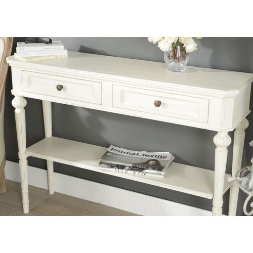 Console 2 Tiroirs En Bois Blanc - Blaise