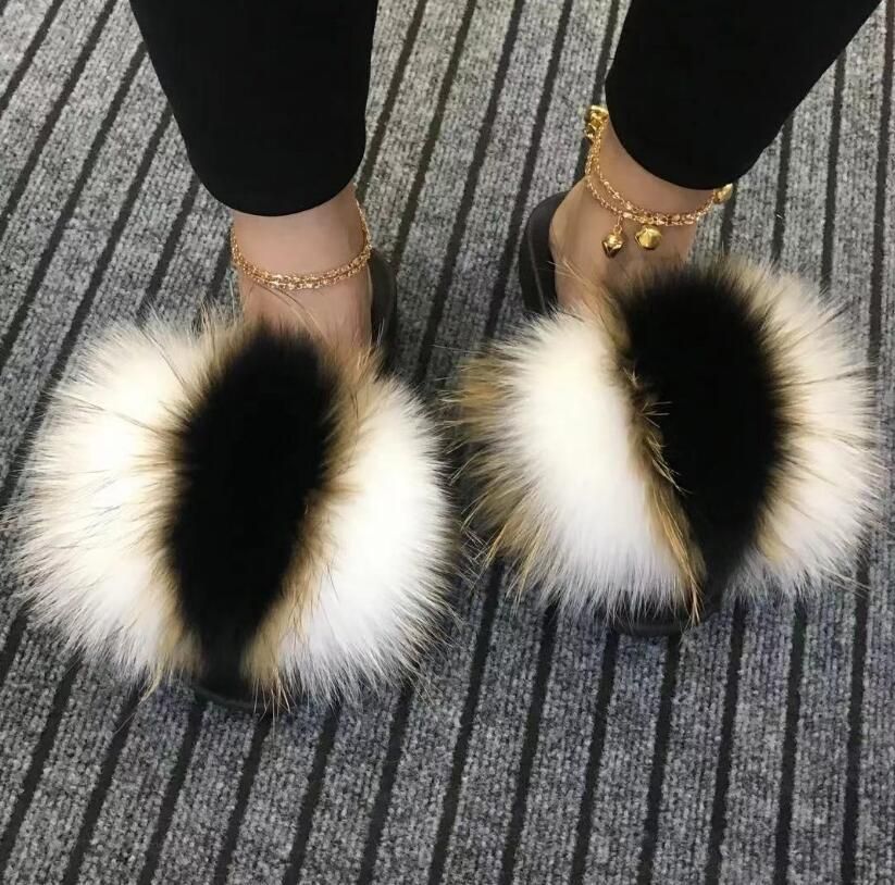 Sandales En Fourrure Pour Femmes, Chaussures De Luxe, Antid...