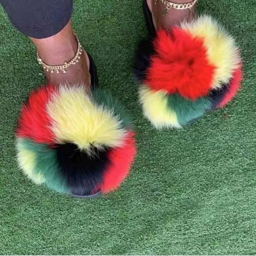Sandales En Fourrure Pour Femmes, Chaussures De Luxe, Antidérapantes,té